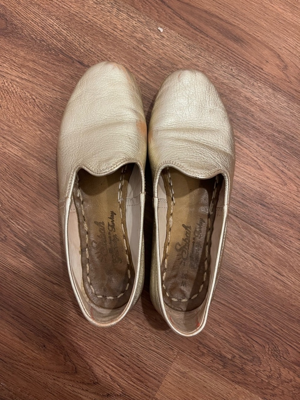 Sabah Metallic Silver Slip-On Leather Flats